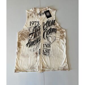 Affliction American Customs Live Fast Tie Dye Lace Muscle Tank Top Women S